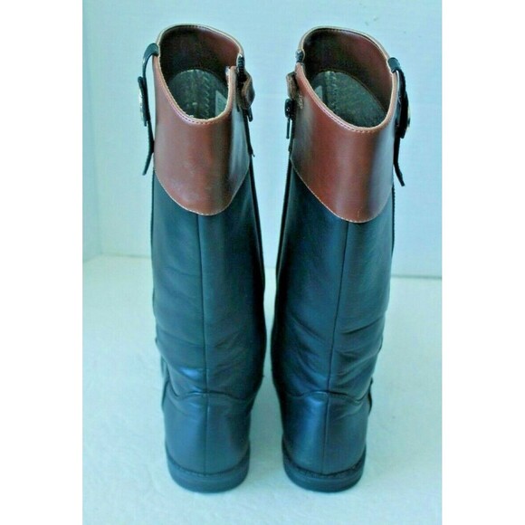 Tommy Hilfiger Riding Boots Black Tan Cognac Side Zip Womens Size 4 - Picture 4 of 8